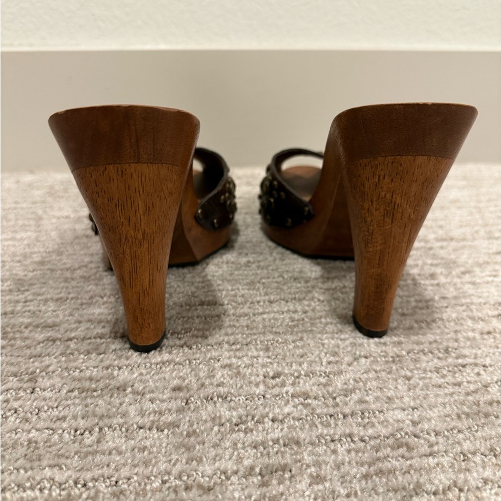 Nine West Studded Brown Leather Mules size 9 - Picture 4 of 6